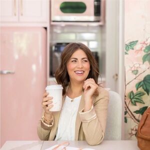 Jillian Harris x Tav Ceramics Pink Speckled Travel Cup